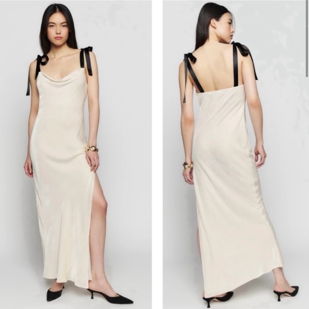 White velvet reformation dress